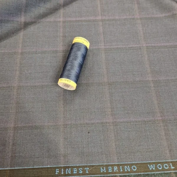 'Dormeuil' Branded Luxury Wool Suiting Check | Teal/Navy - Image 5