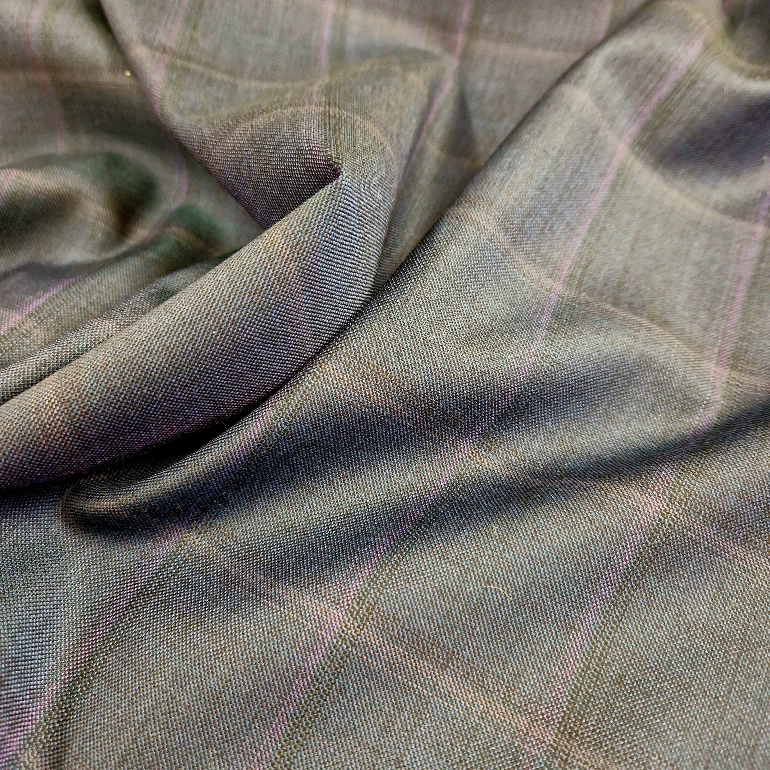 'Dormeuil' Branded Luxury Wool Suiting Check | Teal/Navy