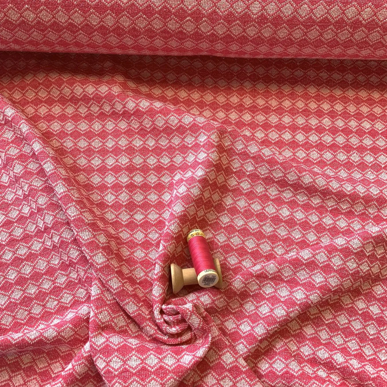 Knitted Stretch Eco-Friendly Fabric in a Diamond Jacquard Design - Image 3