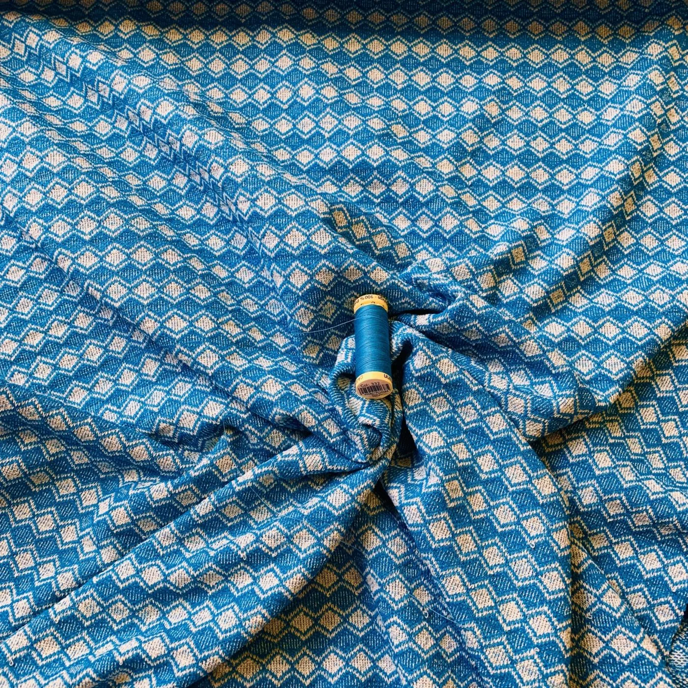 Knitted Stretch Eco-Friendly Fabric in a Diamond Jacquard Design - Image 6