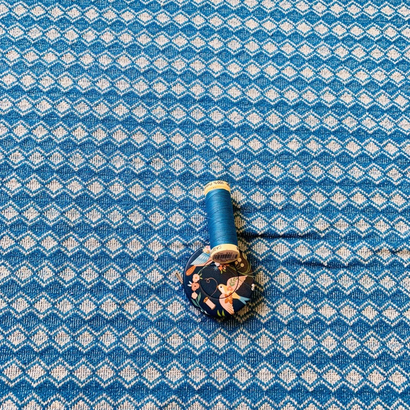 Knitted Stretch Eco-Friendly Fabric in a Diamond Jacquard Design - Image 5