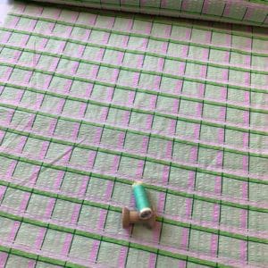 Cotton Seersucker Check | Greens | Pinks