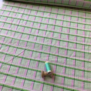 Cotton Seersucker Check | Greens | Pinks