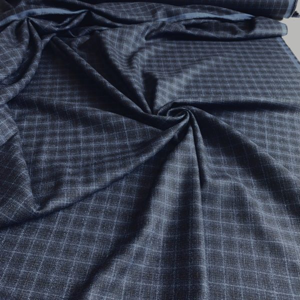 Slubbed Crepe Wool | Cotton | Linen Blend Suiting | Cobalt - Image 2