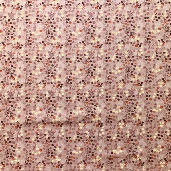 Dusty Pink Ditsy Floral Cotton Heavier Twill weave Fabric