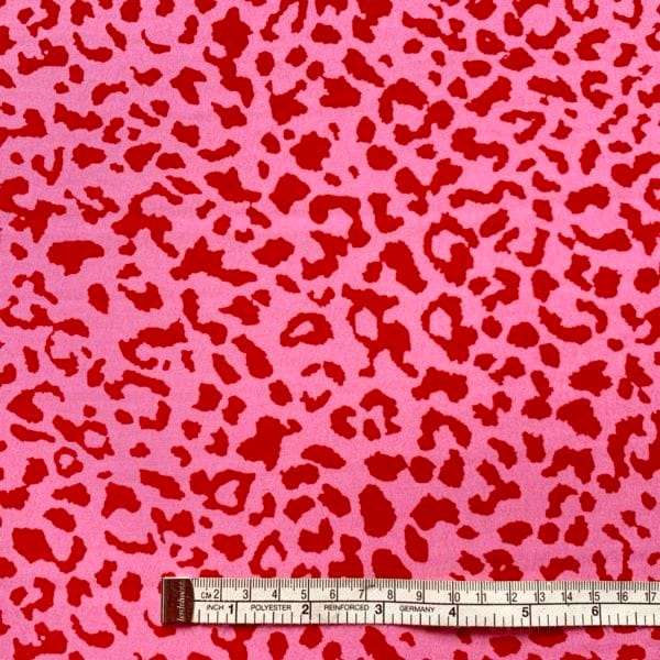 Crepe De Chine Abstract Animal Cerise Printed Fabric - Image 4