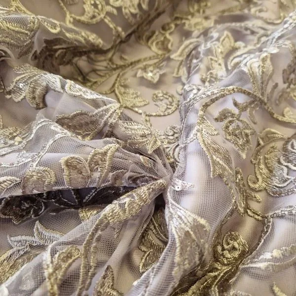Embroidered and Sequined Beaded Tulle