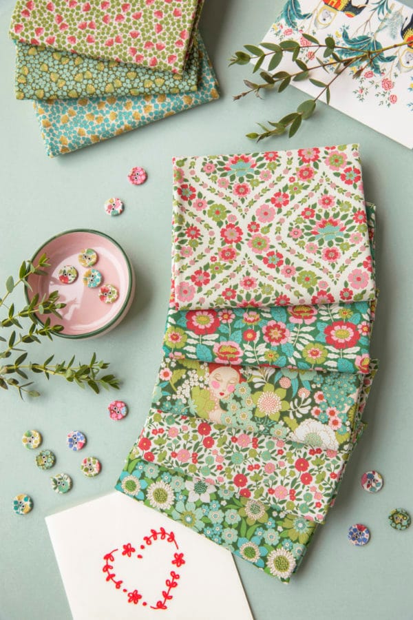 Wallflower by Tilda | Fat Quarters | Green | Bundle of 5
