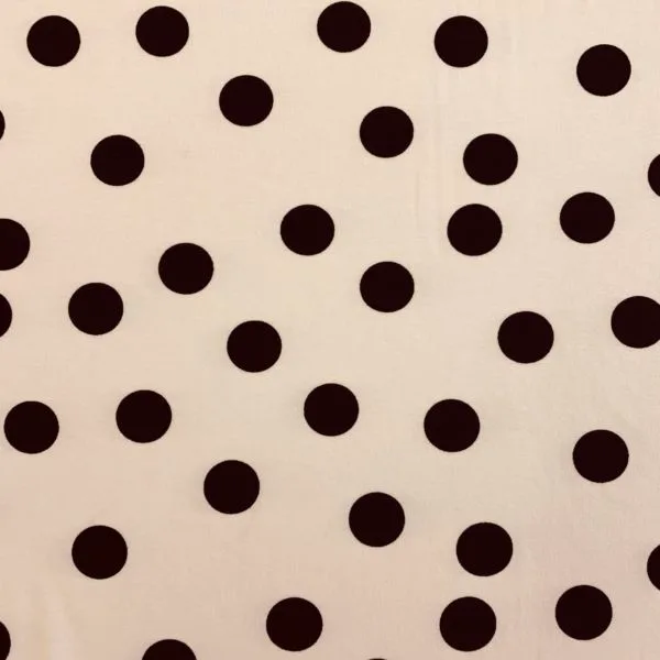 Stretch Viscose Jersey Black Spot on a Biscuit Ground - Image 2