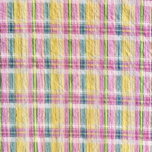 Summer Pastel Check Seersucker Stretch Cotton Fabric