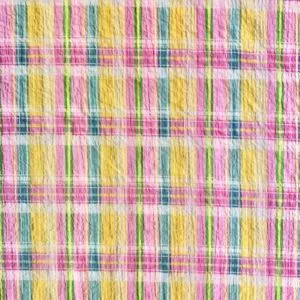 Summer Pastel Check Seersucker Stretch Cotton Fabric