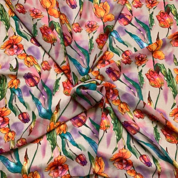 Tulip Floral Crepe Georgette Fabric - Image 3