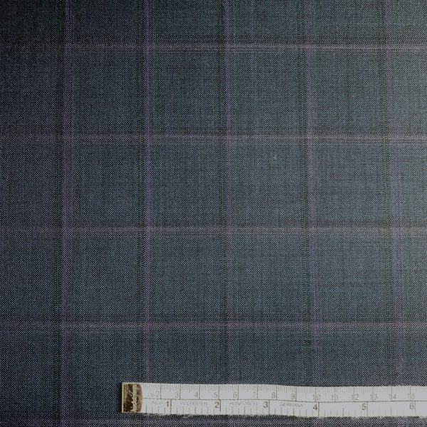 Dormeuil Luxury Wool Suiting Check | Teal/Navy - Image 3