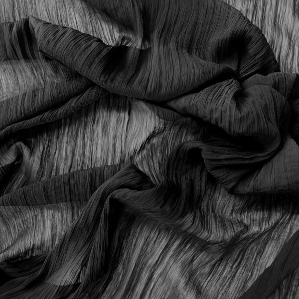 Crinkle Polyester Fine Georgette | Black - Image 3