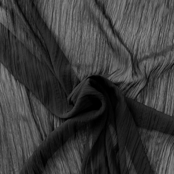 Crinkle Polyester Fine Georgette | Black - Image 2