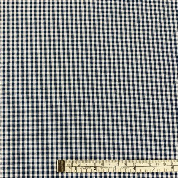 Mini gingham seersucker check 100% Cotton in Royal Blue - Image 4