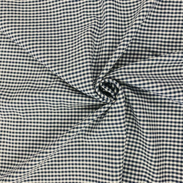 Mini gingham seersucker check 100% Cotton in Royal Blue - Image 3