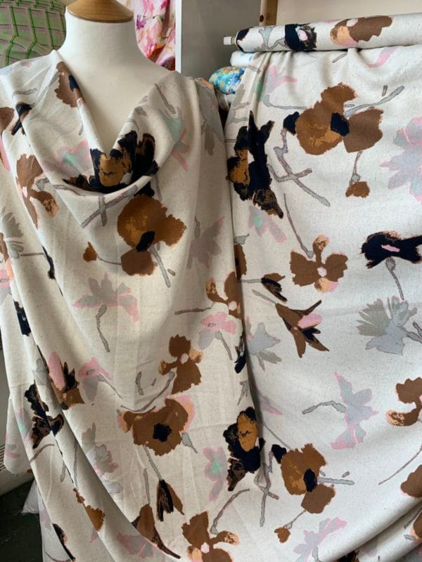 Oatmeal Abstract Floral – Viscose Linen Blend - Image 9