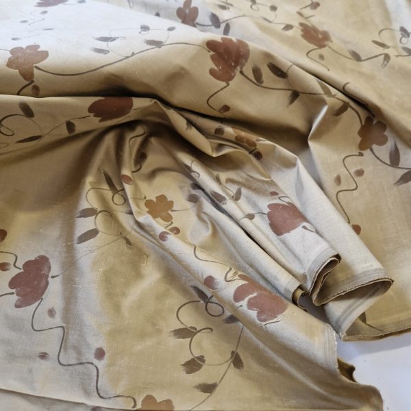 Hand Painted Raw Silk Dupion in Antique Spice Gold