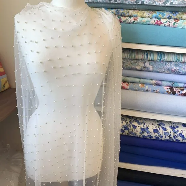 Encrusted Pearl Tulle | Parchment Pearl - Image 2