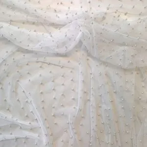 Encrusted Pearl Tulle | Parchment Pearl