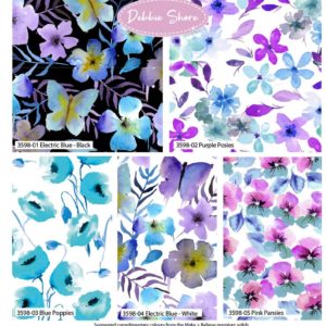 Vivid Watercolours Cotton Organic Fabric by Debbie Shore