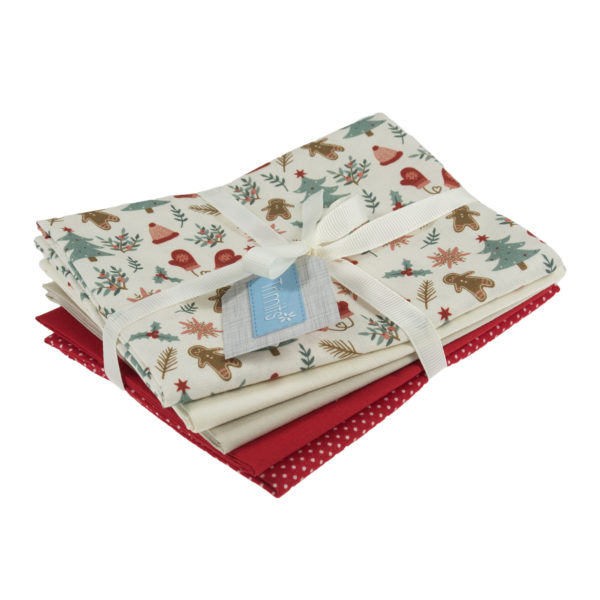 Cotton Fat Quarters | Gingerbread Theme | Bundle of 5
