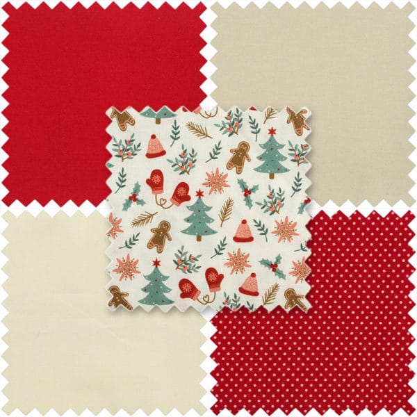 Cotton Fat Quarters | Gingerbread Theme | Bundle of 5 - Image 2