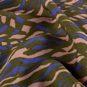 Peachskin Panama in Indigo and Khaki Abstract Fabric