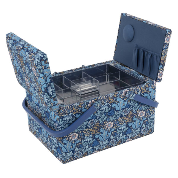 Sewing Box Large | Twin Lid | Woodblock Floral | Hobby Gift Create - Image 2