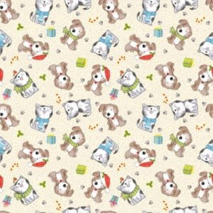 Christmas Festive Cotton Dogs and Cats Scene Sold per 1/2mt