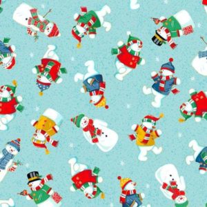 Christmas Cotton Snowmen Blue per 1/2mt