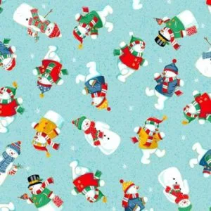 Christmas Cotton Snowmen Blue per 1/2mt