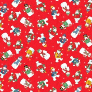 Christmas Cotton Snowmen Red per 1/2mt