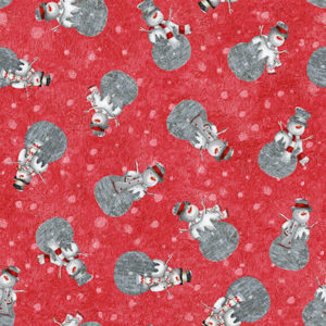 Christmas Cotton Snowmen Red Sold per 1/2mt