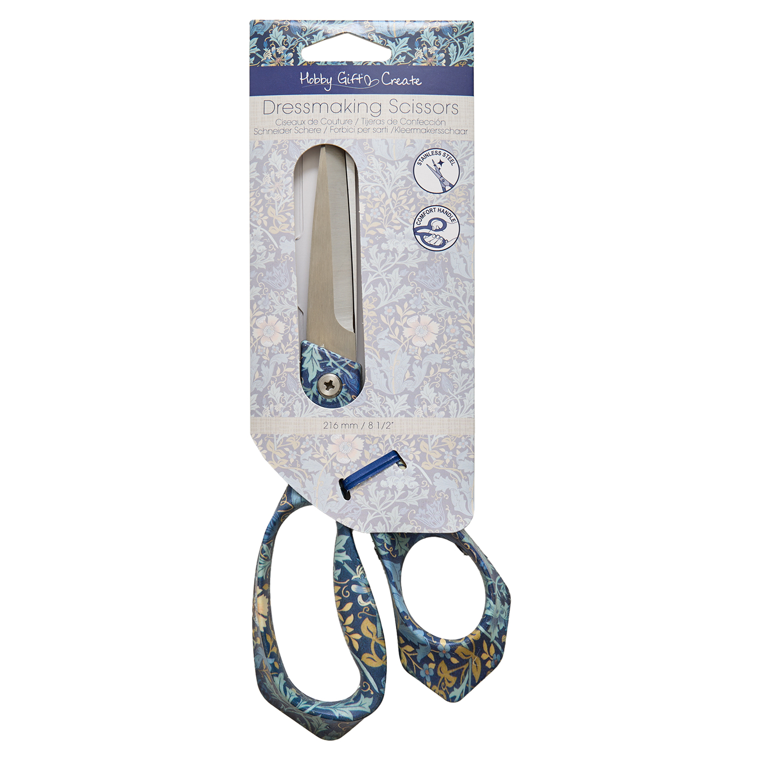 21.5cm/8.5in premium dressmaking scissors with woodblock design - Image 3