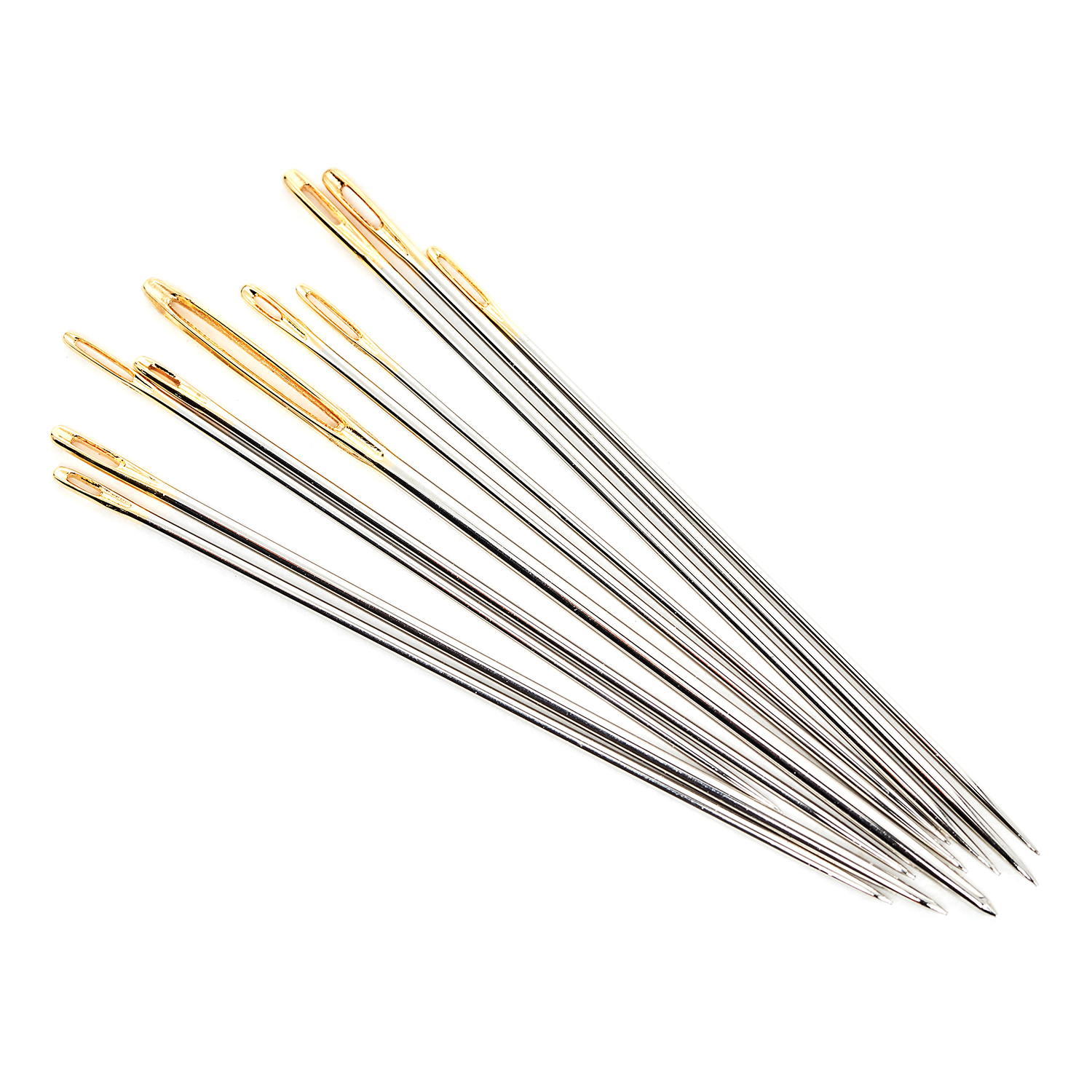 Hand Sewing Needles | Gold Eye Tapestry 18-22 | 6 Pieces with Woodblock Crafts design - Image 3