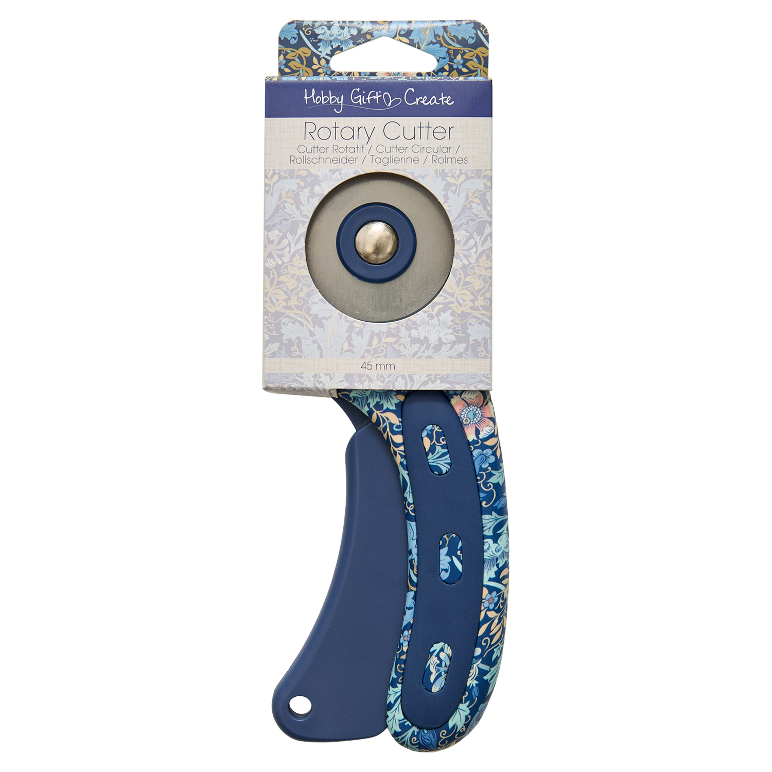 45mm premium quality rotary cutter with Woodblock Crafts inspired printed design - Image 3