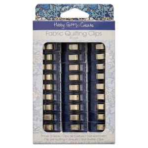 Quilting fabric clips in a rich dark blue colour Woodblock Crafts inspired printed design | pack of 30