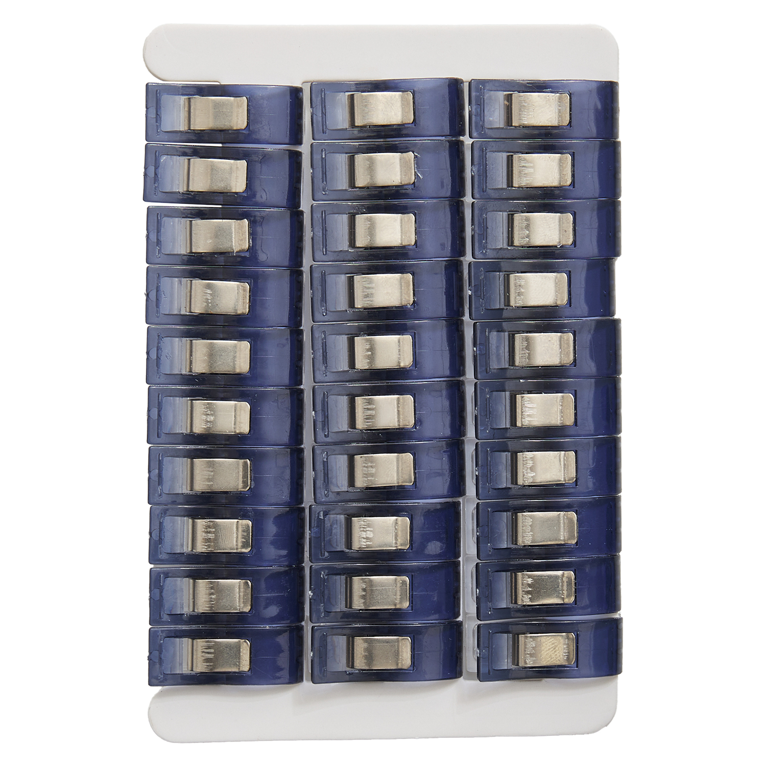 Quilting fabric clips in a rich dark blue colour Woodblock Crafts inspired printed design | pack of 30 - Image 2