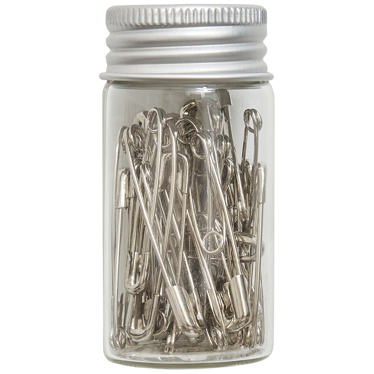 Pins | Assorted Safety Pins in Jar | 50 Pieces with Woodblock Crafts design - Image 2