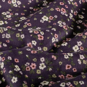 Ditsy Floral Needlecord in Eggplant Purple