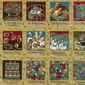The 12 Days of Christmas Squares Block Antique Panel by Nutex 87800