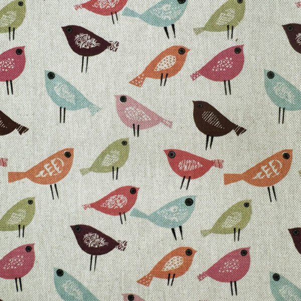 Cotton Rich Linen Look Craft Fabric Digital Printed Panama | Scandi Birds - Image 2