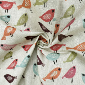 Cotton Rich Linen Look Craft Fabric Digital Printed Panama | Scandi Birds