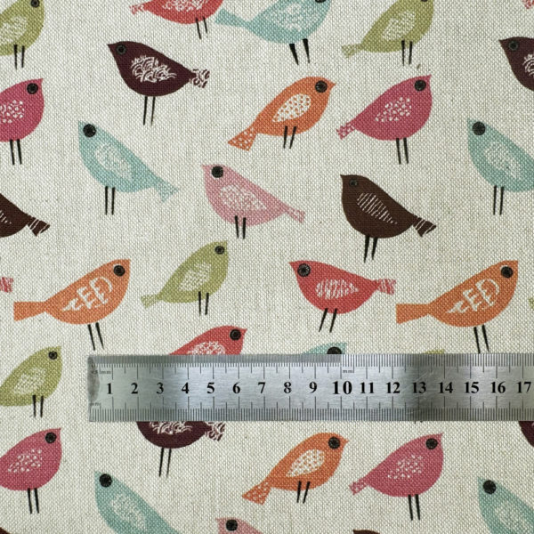 Cotton Rich Linen Look Craft Fabric Digital Printed Panama | Scandi Birds - Image 3