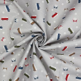 Cotton Rich Linen Look Craft Fabric Digital Printed Panama | VW Little Adventure Van