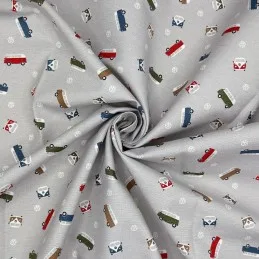 Cotton Rich Linen Look Craft Fabric Digital Printed Panama | VW Little Adventure Van