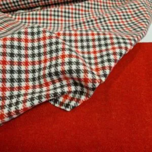 Wool Coating Check | Red | Taupe