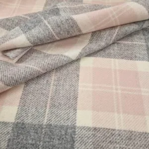 Beautiful Merged Wool Flannel Check | Pewter | Rose